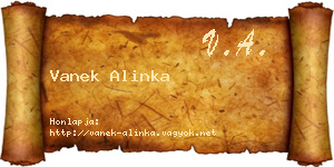 Vanek Alinka névjegykártya
